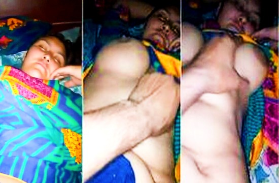 Son Pressing His Desi Mom Boobs While Sleeping