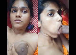 Horny Desi Bhabhi Sucking Cock with Cum On Her Face