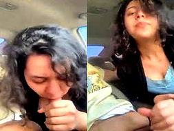 Desi hot girl sucking her boyfriend dick in car