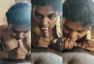 Man gets a Tamil blowjob from a young village girl