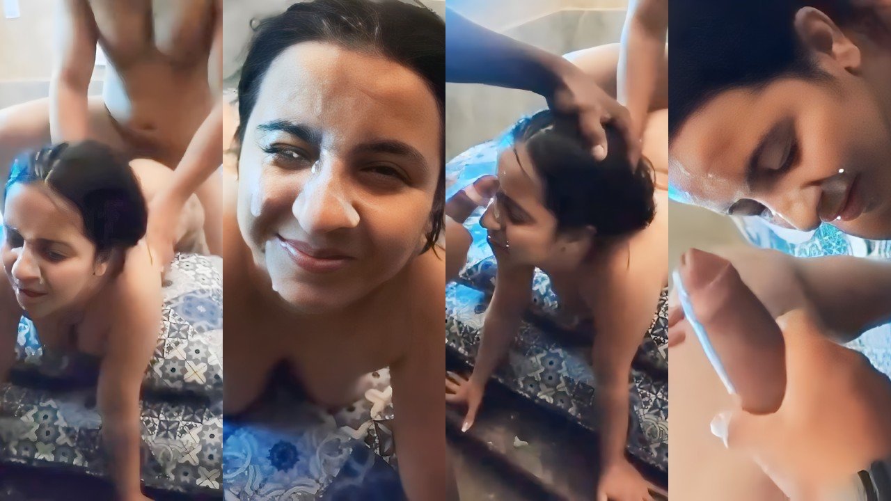 Horny GF Threesome Fuck Getting Cum Shower