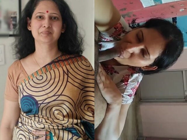 South Indian MILF sucking dick and showing cleavage
